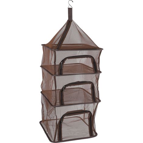 Filet de séchage suspendu pliable 4 étages transportable polyvalent séchoir à maille pour poisson légume vaisselle fruit café (1/5)