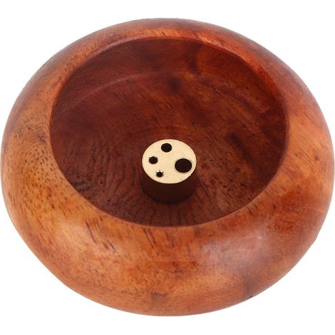 Ensemble brûleur d'encens/bougie rond vietnamien miniature, articles bouddhistes, brûleur d'encens en forme de bol (bois de rose) (1/3)