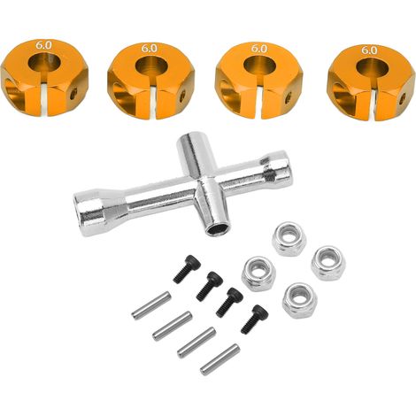 Adaptateur de moyeu 12mm et 6mm pour voiture télécommandée 1/10, coupleur robuste orange (1/5)