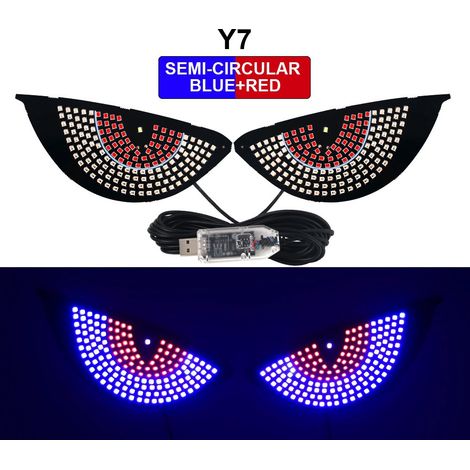 Barre lumineuse LED pour voiture Demon Eye, alimentée par USB, écran flexible ultra-fin bleu+rouge, feux décoratifs style SUV modifié (1/5)