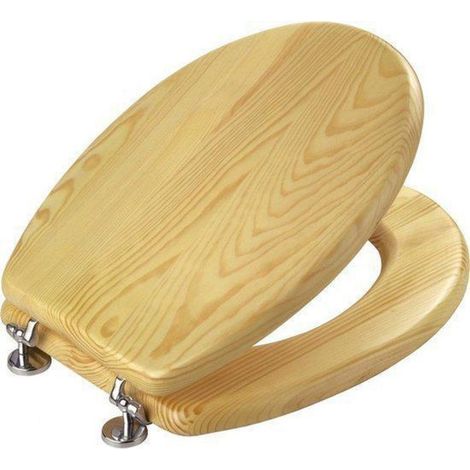 Trade Shop - TOILETTENSITZDECKEL UNIVERSAL TOILETTENSITZSCHARNIERE HOLZ BEIGE - -3,5 - (1/2)