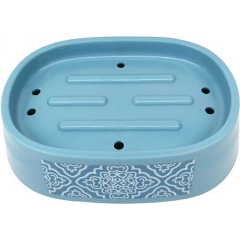 TRADE SHOP - Porta Sapone Saponetta Accessorio Per Arredo Bagno Celeste Con Maioliche 87028 - (1/2)
