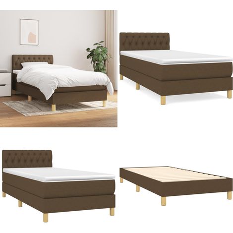 Boxspringbett mit Matratze Dunkelbraun 90x190 cm Stoff - Boxspringbett - Doppelbett - Bettenrahmen - Matratze - Nachttisch - Home & Living (1/5)