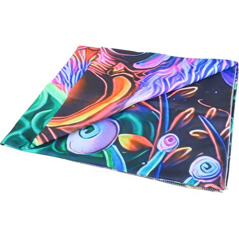 Tapisserie de fond à motif de crâne fluorescent, tapisserie de crâne irisée GTYG230 (L x 180 H cm) avec accessoires inclus. (1/5)
