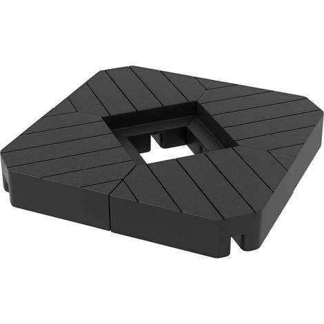 Ensemble de 4 dalles de base pour parasols, remplissables d'eau ou de sable jusqu'à 80 kg, noires (1/5)