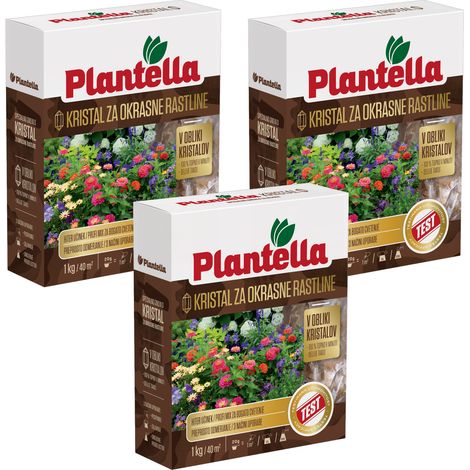 PLANTELLA Fertilizzante per piante da fiore, siepi, rose, cespugli di lavanda, 1 kg x 3 (1/5)