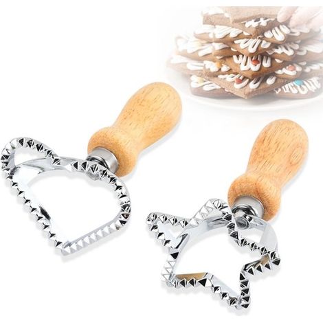 Set di 2 taglia ravioli OIMG a forma di stella e cuore, stampi per ravioli con manici in legno per tagliare ravioli fatti in casa (1/5)