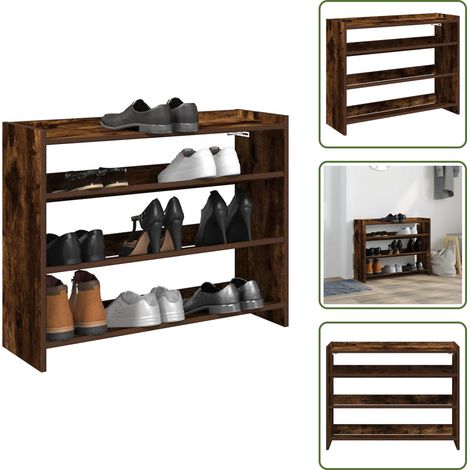 vidaXL Étagère à chaussures chêne fumé 80x25x62 cm bois d'ingénierie (1/5)