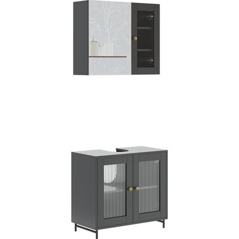 Badmöbel-Set Malte, Grau, 2 Teile, Vicco