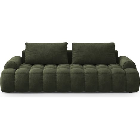Canapé convertible avec coffre 4 places en velours vert (1/5)