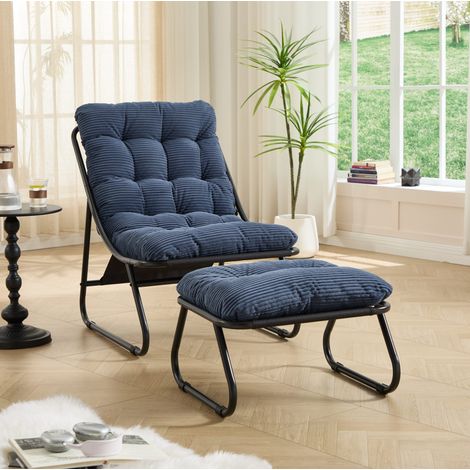 transat salon jardin ottoman 65x78x86 acier bleu marine OKMYHOME (1/5)