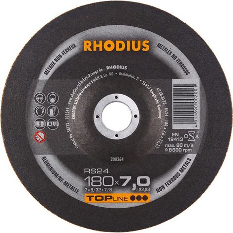 Disco de amolar Rhodius rs 24 180 mm aluminio alto rendimiento (1/2)