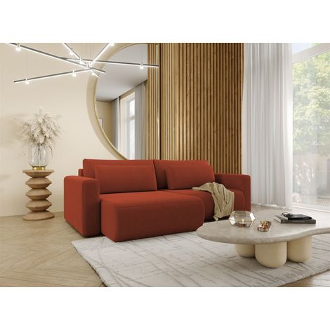 Ecksofa Sofa mit Schlaffunktion CHAIRA Stoff Curio Ziegelrot Ottomane Links (1/5)