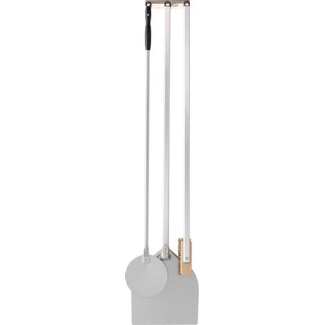 Kit pour pizzeria composé par pelle carrée 320 mm, pelle ronde 200 mm, brosse et support mural 360x90x1580 mm - VIRTUS