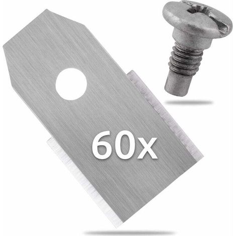 60x Edelstahl-Ersatzklingen Kompatibel mit Husqvarna Gardena McCulloch Rob Flymo Yardforce Matrix Grizzly Brast - Inklusive Schrauben (1/5)