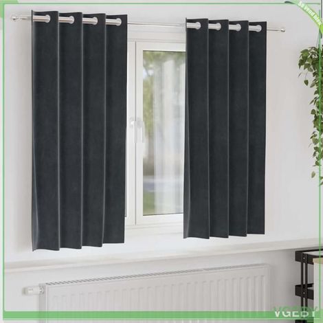 4107224 Rideaux occultants 2 pcs Gris foncé 140 x 175 cm Velours (1/5)