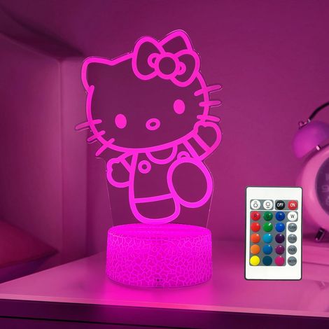 Veilleuse Chat - Veilleuse 3D à Changement de Couleur 16 Teintes - Télécommande Dimmable Minuterie - Pour Chambre d'Enfant et Nurserie - 1 Pièce (1/4)