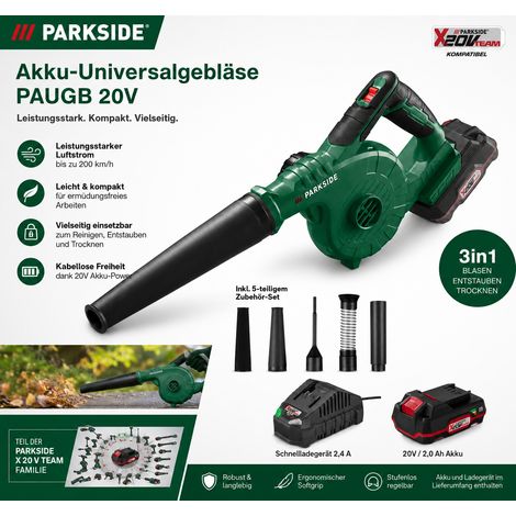 PARKSIDE 20 V Akku-Universalgebläser PAUGB, Laubbkäser mit Akku 2 Ah /Ladegerät (1/5)