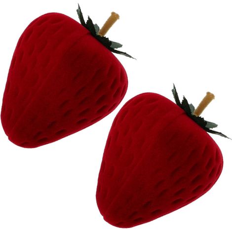 Boîte à bijoux compatible avec bagues, lot de 2, étui de rangement rouge fraise (1/5)