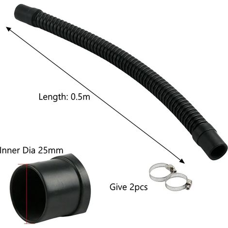 Tuyau annelé pour aquarium (25 mm x 0,5 m - 1 pièce) avec embouts en caoutchouc souple et sortie d'eau. (1/5)