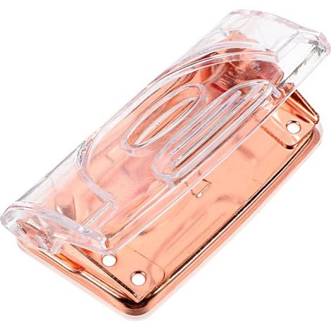 Perforadora sin perforar con forma de corazón，perforadora de oro rosa，perforadora de tres agujeros para carpetas，perfil de aluminio color oro (1/5)