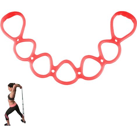 Corde élastique de tension en silicone trois couleurs pour yoga et fitness, dos ouvert, exercices pour les bras, rouge. (1/5)