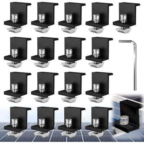 Lot de 20 pinces d'extrémité pour centrale de balcon, 30 mm, support de panneau solaire, support de panneau solaire pour toit plat, balcon, jardin, mur, camping-car, tôle trapézoïdale (1/5)