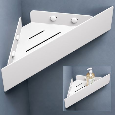 doporro Duschablage ohne Bohren Ecke, Duschregal ohne Bohren zum Kleben, Eckregal Bad, Badregal ohne Bohren, Badezimmer Organizer, Wandregal für Shampoo und Duschgel, Sandweiß Reglo-07 (1/5)