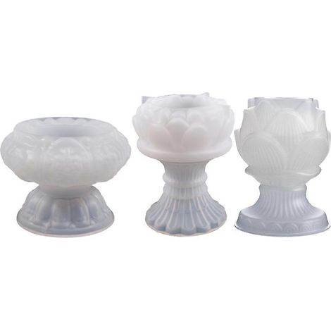 Set mit 3 Silikonformen für lotusförmige Kerzenständer, für Kunstharz-Bastelarbeiten und Wohndekoration (1/4)