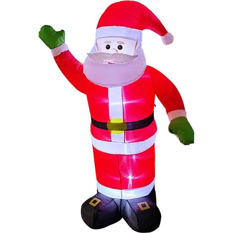 Père Noël gonflable étanche avec LED intégrée et mains vertes, décoration extérieure pour jardin ou pelouse, prise US 100-240 V (1/5)