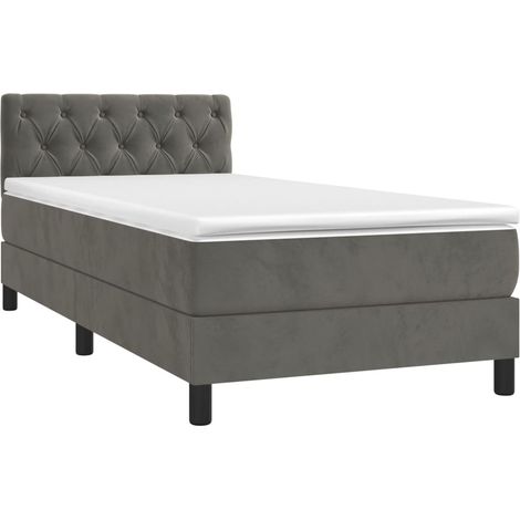 vidaXL Sommier à lattes de lit et matelas Gris foncé 80x200 cm Velours (1/5)