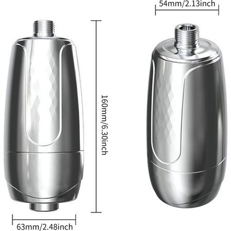 Aoresac Filtre Douche Haut Débit Universel Multi-Étages Anti Chlore Pesticides Produits Chimiques 50000L 8L/min 10 Niveaux Inox 16x6.3cm Pour Peau Sèche Eczéma Pellicules (1/3)