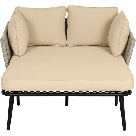 Canapé de jardin avec 2 coussins et 2 coussins d’assise, bain de soleil extérieur, salon de jardin, ensemble de mobilier de balcon, mobilier lounge, mobilier de terrasse, coussins amovibles et lavable (1/5)
