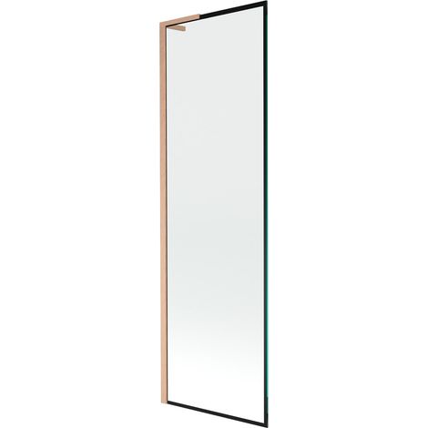 Mexen Next L paratia per vasca da bagno a 1 anta 60 x 150 cm, cornice nera, rame spazzolato - 895-060-000-03-70-65 (1/5)