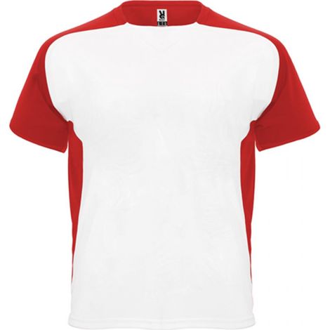 Camiseta técnica de manga ranglán y cubrecosturas a tono BUGATTI ROLY XL Blanco/Rojo