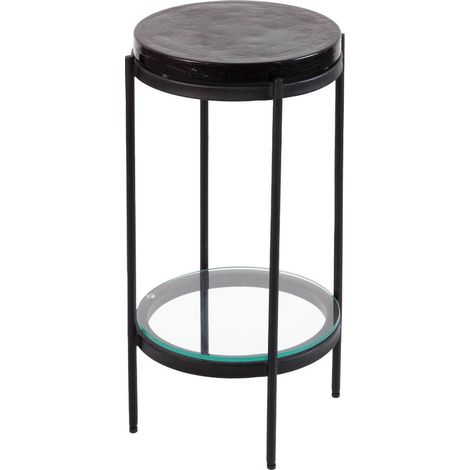 Bout de canapé plateau en verre gris Lise (1/5)