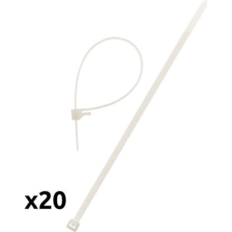 Zenitech – Lot de 20 colliers de câblage 4,8x300mm – Plastique transparent – Fixation sécurisée pour câbles et gaines – Usage professionnel (1/2)