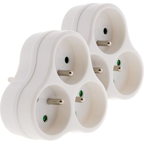 Lot de 2 multiprises triplites 3x16A triangulaires - Blanc - Zenitech