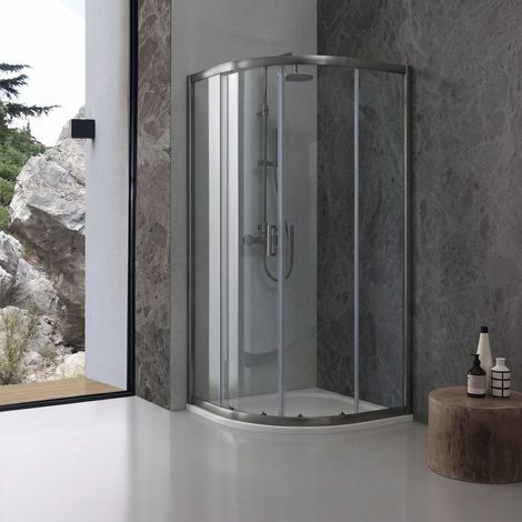 Box Doccia Semicircolare 90X90x190 Cm Vetro Trasparente E Profili Gun Metal City (1/5)