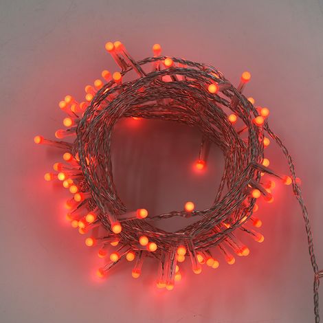 CATENA LUMINOSA LED TONDO 360° CON 300 LUCI ROSSE - ILLUMINAZIONE FESTIVA INTERNA/ESTERNA (1/4)