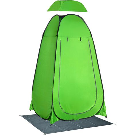 Tente de douche portable avec sac de transport et protection UV 20+ pour salle de bain et toilettes, 126 x 124 x 189 cm, verte