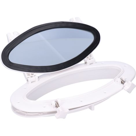 Hublot ovale blanc en verre trempé ouvrant pour bateau yacht camping-car 41 x 22 cm (1/5)