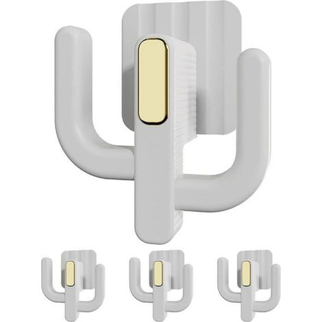 4 pièces Support mural, Sans perçage, Organisateur chaussures, PET blanc, Salle de bain (1/5)