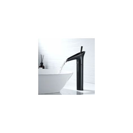 LAN Waschtischarmatur, Wasserfallarmatur, Retro-Einhebel-Waschtischarmatur in Schwarz, Waschtischarmatur aus Messing, Handwaschbeckenarmatur, Spültischarmatur (1/5)