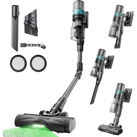 Aspirateur Balai sans Fil, 550W 50KPa 65 Mins Aspirateur sans Fil Hyper-Puissant, Tube Pliable, Technologie GreenEye, Brosse Anti-Emmêlement Pour Tapis, Poils Animaux, Sol Dur et Voiture (1/5)