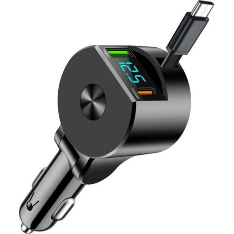 Rétractable Chargeur Voiture,75W Chargeur Allume Cigare, Voyage Accessoires, Adaptateur Allume Cigare USB (1/4)