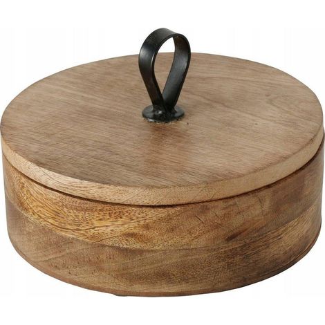 Boltze KABIR Caja redonda multicolor en madera de mango