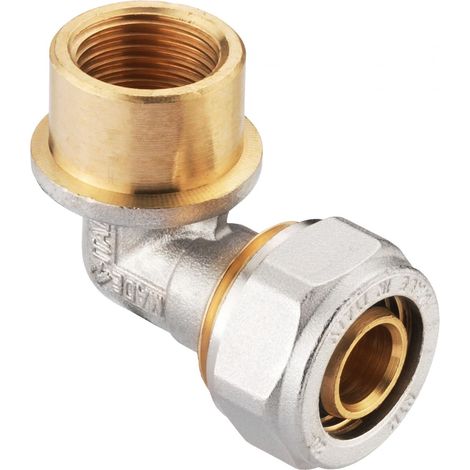 Cornat Winkel 90° ø 20 mm 1/2 IG Messing vernickelt, ø 20 mm, 1/2 IG Heizkörperventile