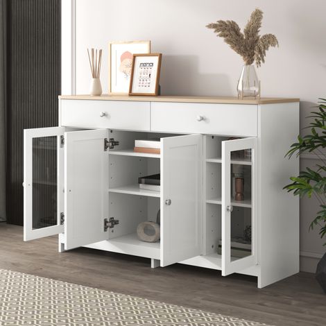 mobile credenza 120 cm con cassetti stile country bianca OKMYHOME (1/5)