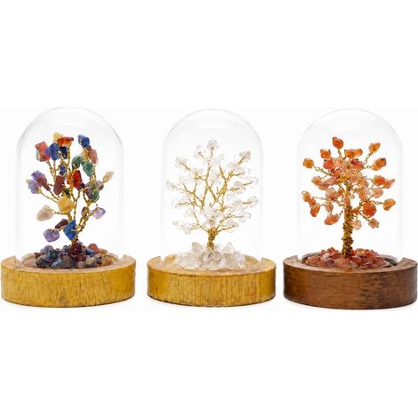 Árbol de piedras en cúpula de cristal 8 cm, set 3 diseños (1/5)
